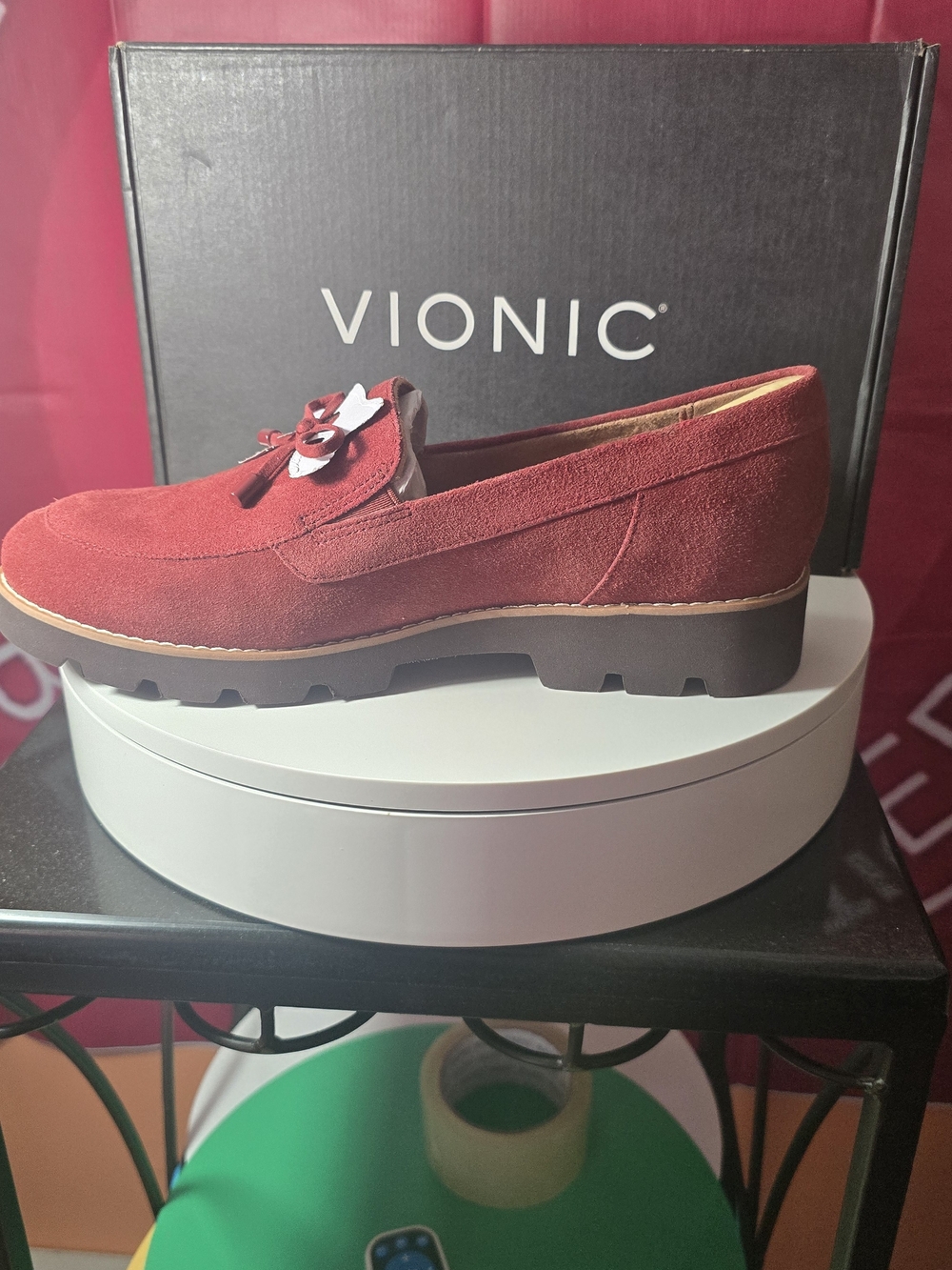 Vionic Women's Red Suede Lug Sole Loafers - Picture 3 of 4
